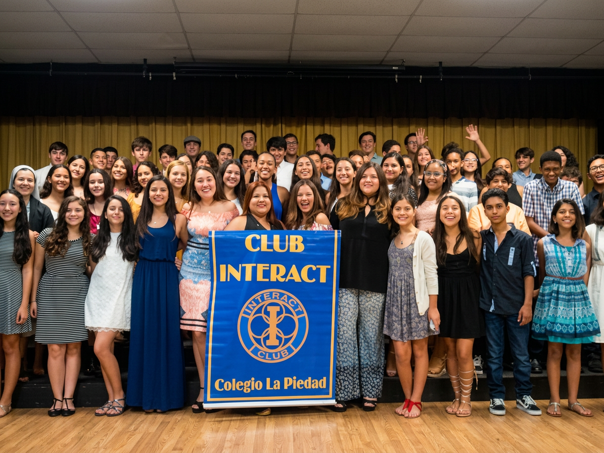 Reunión del club Interact del colegio La Piedad, en Puerto Rico, patrocinado por el e-club de Puerto Rico y Las América