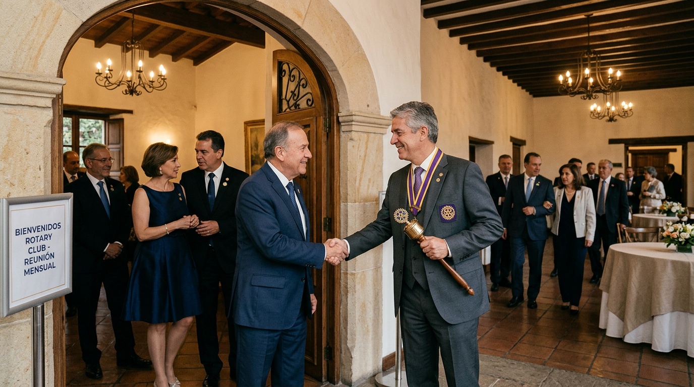 El MaCeRo recibiendo cordialmente a los invitados en la puerta del salón, antes de conducirlos a la mesa